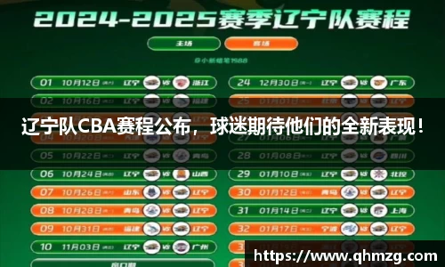 辽宁队CBA赛程公布，球迷期待他们的全新表现！