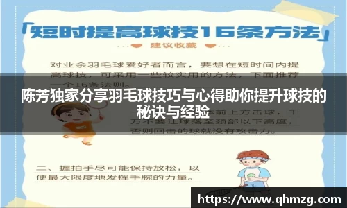 陈芳独家分享羽毛球技巧与心得助你提升球技的秘诀与经验