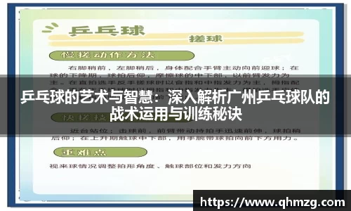 乒乓球的艺术与智慧：深入解析广州乒乓球队的战术运用与训练秘诀
